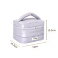 Borsa cosmetica trapuntata viola con manico, grande custodia per trucco da viaggio 23x15.5cm - Viola