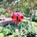 Dettaglio campanella a vento coccinella in metallo, grazioso ornamento per giardino. - Campanella Coccinella (30cm) / Buste a bolle aperte
