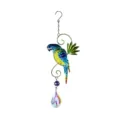 Acchiappasole in cristallo appendiabiti decorativo con uccello in metallo colorato - Cristallo da appendere 35*17 cm / Pappagallo Blu