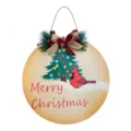 Close-up detail of the wooden Christmas hanging sign featuring a festive cardinal and tree. - Red Bird Christmas Tree