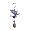 Detailed view of the metal and glass butterfly wind chime with bell and hanging hook ornament. - Open-End Bubble Bags / 3D Purple Butterfly Bell