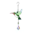Beautiful hummingbird metal glass suncatcher with crystal pendant for garden home decor - 35*17cm Hanging Crystal / Green Bird