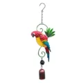 Dettaglio carillon vento pappagallo in metallo con scultura uccello rosso e campanella. - Campana Pappagallo Rosso / Appendere 35cm-Busta con Bolle / Rosso
