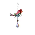 Metal hummingbird suncatcher hanging ornament with colorful glass and prism crystal pendant. - 35*17cm Hanging Crystal / Red Magpie