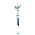 Campanello a vento colibri in metallo colorato decorazione da giardino con tubi acustici. - Buste a bolle aperte / Scacciapensieri con colibrì blu e tubi blu / appeso 78 cm