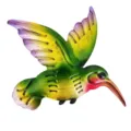 Decorazione da parete con colibrì in metallo colorato, arte in ferro per la casa e il giardino. - Verde