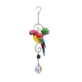 Colorful metal parrot suncatcher with crystal pendant, perfect for garden and home decor. - 35*17cm Hanging Crystal / Red Parrot