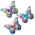 Set decorazione murale farfalla in metallo colorato, sculture sospese per casa e giardino. - Set da 3 farfalle ad acquerello