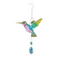 Campanello a vento colibrì in metallo colorato con vetro colorato, decorazione sospesa per la casa. - Buste a bolle aperte / Campanelle a forma di colibrì blu / sospeso 35 cm