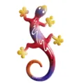 Colorful metal gecko wall decor, vibrant iron lizard hanging art for indoor and outdoor home decoration - 28x17cm / Crackle Red