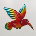 Decorazione murale a colibrì in metallo colorato, scultura artistica da giardino vivace. - Rosso (rivolto a destra)