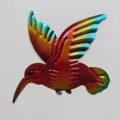Sospensione murale colibrì in metallo colorato, decorazione giardino esterno vivace. - Rosso (rivolto a sinistra)