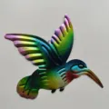 Colorful metal hummingbird wall hanging art for home, garden, and outdoor decoration. - Navy Blue