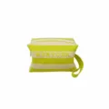 Sac cosmétique tricoté à rayures vert jaune pochette de rangement de voyage portable - S / Rayé Jaune et Vert