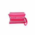Trousse de toilette rayée rose en tricot, pochette de voyage portable et élégante pour femmes. - S / Rayures Rose Fushia