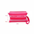 Trousse de toilette tricotee a rayures roses grande capacite sac cosmetique de voyage - L / Rayures Rose Fushia