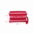 Trousse de maquillage tricotée à rayures élégante avec fermeture éclair et poignée pratique. - L / Rayé Rouge et Rose