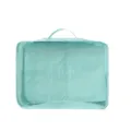 Travel packing cube mesh organizer bag in mint green for portable luggage clothes storage - Korean Blue