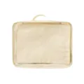 Bolsa de viaje beige con ventana de malla y asa para organizar la ropa en la maleta. - Beige