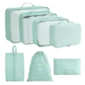 Set de organizadores de viaje verde menta impermeables bolsas para maleta ropa zapatos lenceria - Azul Coreano