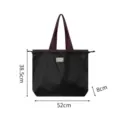 Bolsa de compras plegable impermeable con cordón, bolsa tote diaria ligera y portátil. - Negro Grande