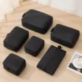 Set de 6 cubos de viaje negros impermeables organizadores de equipaje para ropa y ropa interior - Negro