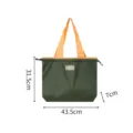 Foldable waterproof shopping tote bag with contrast yellow handles and drawstring closure. - Army Green Small