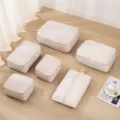 Set de bolsas de viaje beige impermeables cubos de embalaje para maleta ropa organizador - Beige