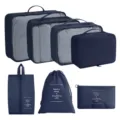 Waterproof travel packing cubes set, portable luggage organizers for clothes and shoes. - Navy Blue