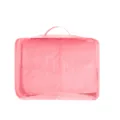 Travel packing cube, pink mesh luggage organizer bag for clothes. Lightweight foldable storage bag. - Pink
