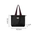 Waterproof folding shopping bag with drawstring, black and wine red color block tote bag. - Black Small
