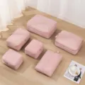 Pink travel packing cubes set waterproof luggage organizer bags for clothes underwear and shoes - Pink