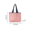 Waterproof folding shopping bag with drawstring, color block design, large capacity grocery tote. - Pink Small