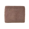 Cozy brown knitted neck warmer for winter, soft thermal fleece scarf loop for women kids. - Coffee