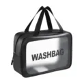 Borsa da toeletta trasparente in PVC con manici, custodia impermeabile per viaggio e trucco. - Taglia L / Nero