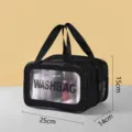 Black waterproof double layer PVC cosmetic bag with clear front window for travel. - Double Layer Dry and Wet Separation / Small Black