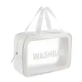 Borsa da toeletta da viaggio trasparente in PVC bianco con manico e chiusura lampo - Taglia L / Bianco