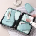 Juego de cubos de embalaje de viaje 7 pz, bolsos organizadores de equipaje verde menta. - Juego de 7 Piezas / Azul claro
