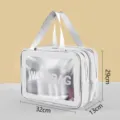 Large capacity double layer PVC waterproof cosmetic bag, portable travel wash organizer pouch. - Double Layer Dry and Wet Separation / Large White