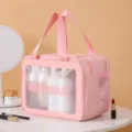 Rosa Grande Bolso de Aseo Impermeable Viaje Bolsa de Maquillaje Portatil Rosa Sku - Doble Capa Doble Asa / L / Rosa