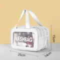 PVC Waterproof Cosmetic Bag Double Layer Travel Wash Bag Makeup Storage Organizer White - Double Layer Dry and Wet Separation / Small White