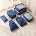 Reisbagage opbergtassen set, opvouwbare packing cubes voor kleding, grote organizers. - 7-delige Set / Marineblauw