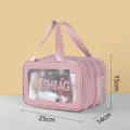 Pink Double Layer PVC Waterproof Cosmetic Bag Travel Makeup Storage Organizer Wash Toiletry Bag - Double Layer Dry and Wet Separation / Small Pink