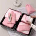 Pink 7-piece travel luggage organizer set packing cubes for clothes sorting and suitcase. - 7-Piece Set / Pink