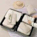 7-piece travel packing cubes set beige luggage organizer bags with mesh windows for trip - 7-Piece Set / Off White