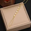 Pulsera de cadena de estrella chapada en oro con anillo de dedo para mujer joya de moda. - Estilo 8