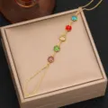 Cadena de mano de gema multicolor chapada en oro elegante pulsera de dedo de moda - Estilo 9