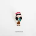 Cute cartoon girl enamel pin brooch alloy badge fashion clothing bag accessories student gift - Fashion Girl A / With Card Packaging (YH1163#)