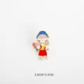 Detail shot of the cute cartoon girl enamel lapel pin, showing delicate alloy craftsmanship. - Fashion Girl D / With Card Packaging (YH1166#)