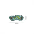 Metal enamel pin brooch with letter design, stylish clothing bag accessory gift, 3.5x1.7cm - 1506# / Without Card